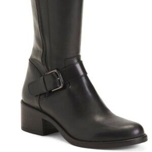 Emanuele Crasto Made In Italy Leather High Shaft Boots with Buckle